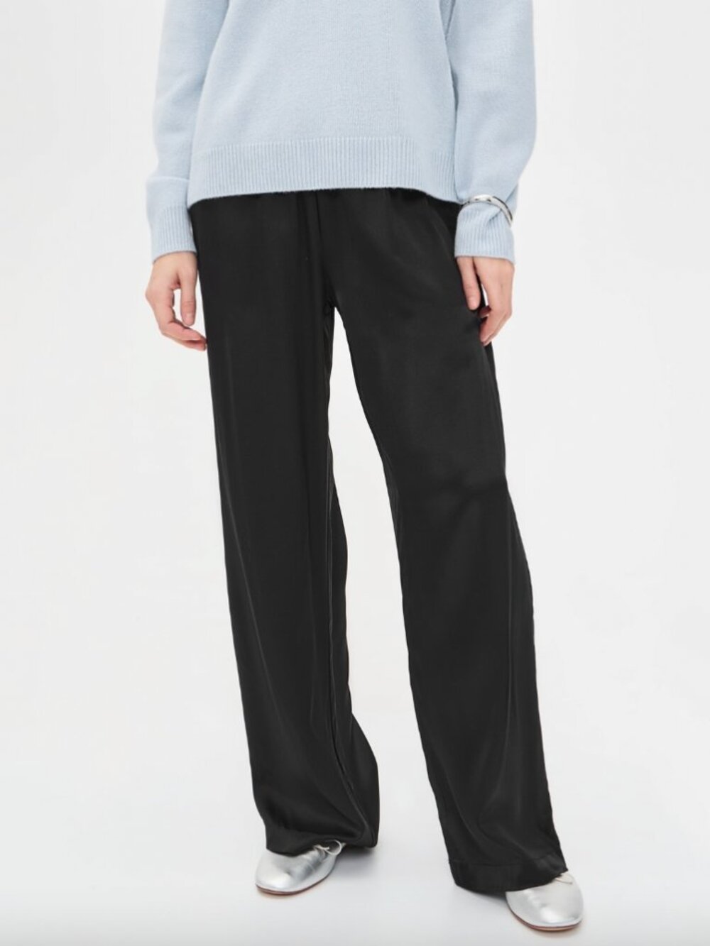 NWT Donni Silk Simple Pants Black Size S